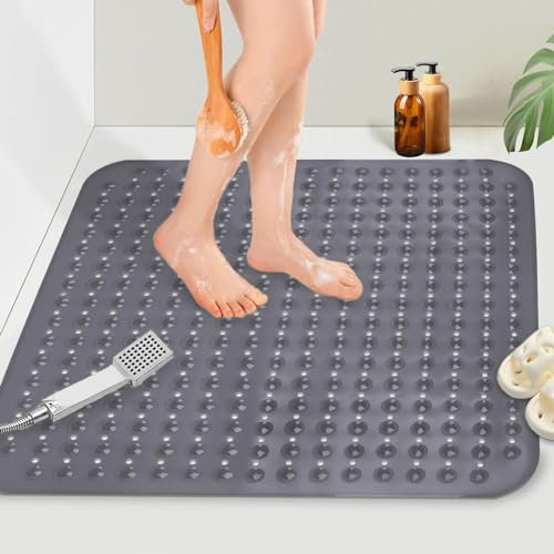 Mofonky Non Slip Shower Mat: 80 x 80 cm Extra Large Shower Mats for Inside Shower - Anti Slip Anti Mould Square Shower Matt for Elderly