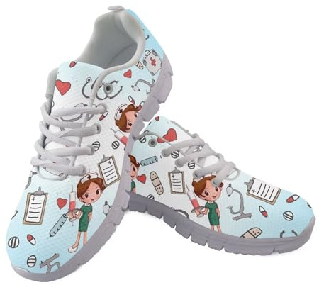 Showudesigns Herren Damen Laufschuhe Atmungsaktiv Turnschuhe Schnürer Sportschuhe Sneaker Cartoon Bär Nurse Bear,