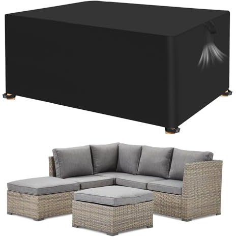 YYDSLEE Gartenmöbel Abdeckung Wasserdicht 200X160X70CM Anti-UV 420D Oxford Gewebe Abdeckplane Abdeckhaube Gartentisch Rechteckig Winddicht Winterfest Gartentische Terrassenmöbel Sitzgruppe Schutzhülle