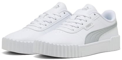 PUMA Femme Carina 3.0 Aqua Metallics Basket, White Silver, 41 EU