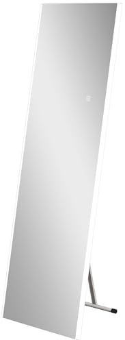 HOMCOM Miroir sur Pied avec LED, Miroir rectangulaire Mural LED, Interrupteur Tactile, intensité et Couleur réglable, 150 x 50 cm, Blanc