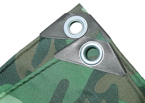 Camouflage Tarpaulin Canvas Sheet Cover with Eyelets 1x1m 1x1.2m 1x2m 1.2x1.5m 1.5x1.5m Suitable for Reinforced Edges of roofs, Camping, Patios, Swimming Pools, Woodland(1.2x1.5m)