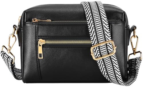 HOMIEE Damen Handy Umhängetasche Leder Crossbody Schultertasche Bag Abendtasche Elegante Handtasche Klein Moderne Taschen mit RFID Blockierung Kartenschlitz mit 4 Fächern Schwarz