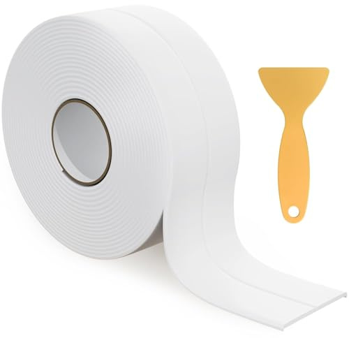 11FT Bath Sealant Strip Self Adhesive Bathroom Sealant Tape Waterproof Sealing Tape Caulk Strip with Sealing Tool for Kitchen, Bathroom, Wall Corner, and Sink