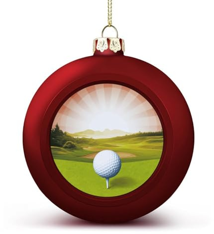 YHEGBFD 2 Weihnachtskugeln, Golf-Sportdruck, Weihnachtsbaumschmuck-Set für Feiertage, Party-Dekoration
