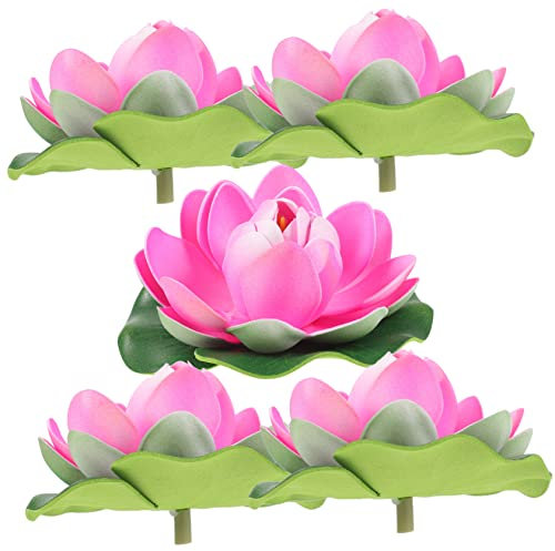 QUMIIRITY 5stücke Künstliche Schwimmende Lotusblüten Simulierte Wasserpflanzen Für Teich Garten Und Pool Realistische Lotusblumen Dekoration Leuchtendem Halb-offen