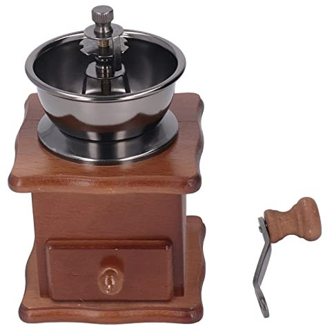 Molinillo de café Manual, Molinillo de café con Núcleo de Acero Inoxidable a Prueba de Herrumbre con Base de Madera de Estilo Clásico Retro de Haya, Muele su Propia Mezcla de