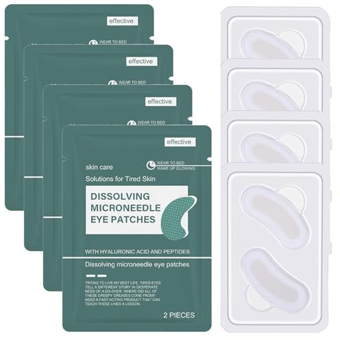 Thoquene 4 Paar Dissolving Microneedling Patches Augenringe Entfernen, Microneedle Augenmaske Mindern Falten und Schwellungen