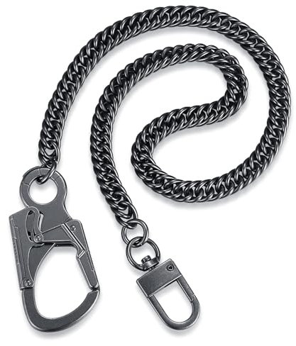 Ahiller Hosenkette, Heavy Biker Geldbörsenkette für Herren, Anti-Verlust-Schlüsselkette, Gürtelkette, Schlüsselkette mit Karabiner Jeans Kette(BK-Gunmetal-1P)