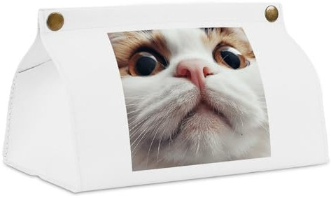 Taschentuchbox mit Katzengesicht, lang, dekorativer Leder-Serviettenspender, stilvolle Taschentuchboxen, Halter für Badezimmer, Büro, Auto, Nachttisch, Braun