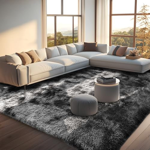 Rugs Living Room - 120x180cm Dark Grey Large Rug for Living Room - Ultra Soft Fluffy Shaggy Rugs for Bedroom, Indoor Nursery Carpets for Kids Room Home Decor, Non Shedding, Anti-Slip Backing