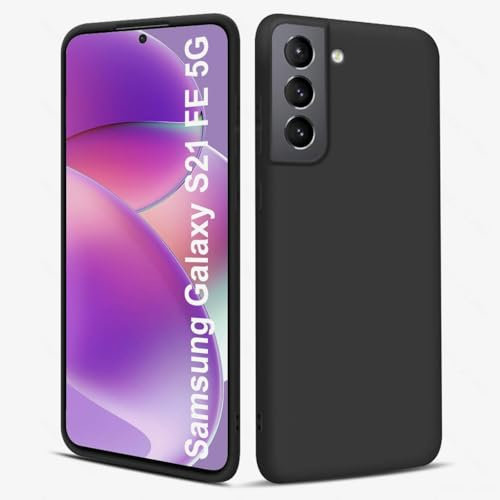 Eiselen Hülle für Samsung Galaxy S21 Fe 5G, Schwarz Ultra Dünn Soft Silikon TPU Schutzhülle, Kratzfest, rutschfest & Stoßsicher Handyhülle