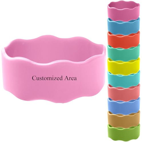 Personalized Custom Cup Sleeve, Food Grade Silicone Bottle Coffee Cup Sleeve, Heat-Resistant Reusable Mug Protector, Engraved Bottle Strips, Waterproof Handle Strap (Light Purple)
