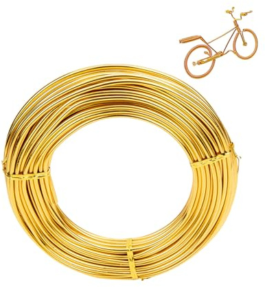 2mm x 20m aluminum craft wire,crafting bendable metal modelling flexible wire weaving,anodized aluminum wire for hobby craft,sculpting,jewelry making,skeleton,floral making-gold