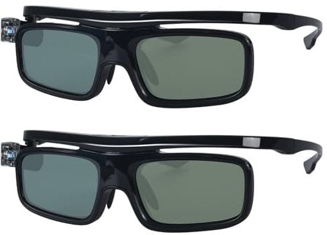 3D Glasses, Active Shutter Rechargeable Eyewear for 3D DLP-Link Projectors Cocar - Pack of 2