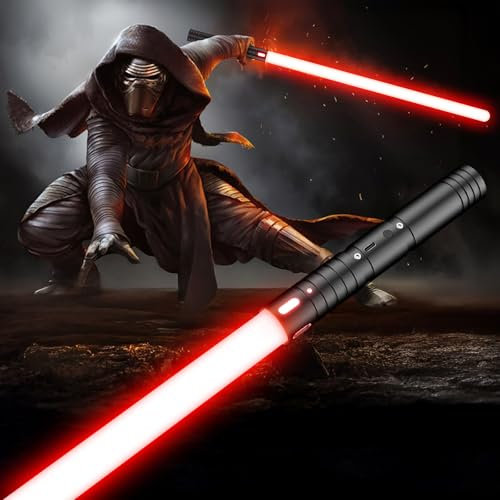 Laserschwert Kinder, RGB 15 Farben 2 in 1 Lichtschwert, Duell Lightsaber mit 4 Modi und Sounds, USB-C Wiederaufladbar FX Lichtschwert Spielzeug für Kinder und Erwachsene Halloween Cosplay(74CM 1PC)
