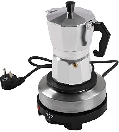 ACROSSPART Elektrische Espressomaschine, Mokkakanne mit Elektrische Heizplatte, Esspressokaffeemaschine Klein, Einstellbare Temperatur Camping Kaffeemaschine (3 Tassen)
