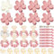 Joycabin 32 Stück JGA Accessoires Frauen, Team Braut Haargummi, 8 Jga Blumen Haarklammern + 8 JGA Haarband + 8 Braut Armband und 8 Aufkleber für Hochzeit Junggesellenabschied Deko (Rosa)