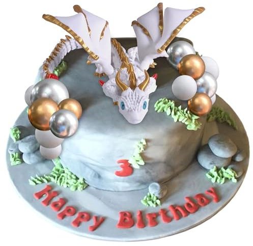 JeVenis Fantasy Dragon Cake Topper Dragon Eggs Cake Decor Gold Balls Cake Decor for Baby Shower Birthday Wedding Party Supplies