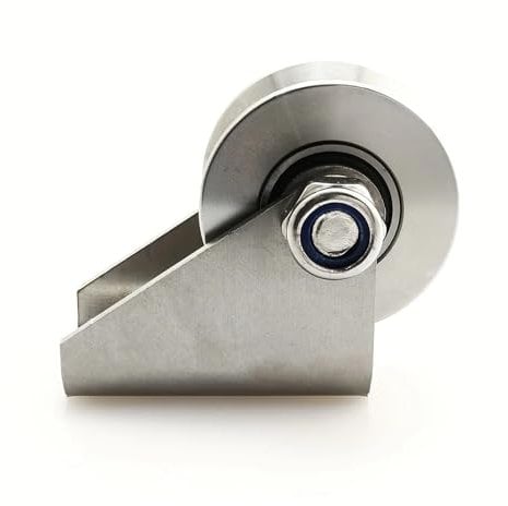 Flaschenzug-Heben, Abnehmbare schräge V-förmige Nut-Gleitrolle aus Edelstahl, feste Rolle for die Laufschiene, silberfarben