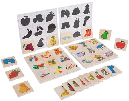 Jauarta Puzzle Shadow Matched Board, Holzschatten -Matching -Spiel Zum Lernen von Fruchterkennungssortierern, Entwicklung von Feinmotorik -Fähigkeiten, Puzzle -Schatten -Matched Board