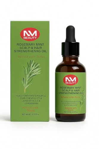 NM Beauty Natural Organics Rosemary Mint Scalp & Hair Strengtheing Oil Infused With Biotin, Sealed Packaging, Huile Fortifiante Pour Le Cuir Chevelu Et Les Cheveux A La Menthe Et A U Romarin, 60ml