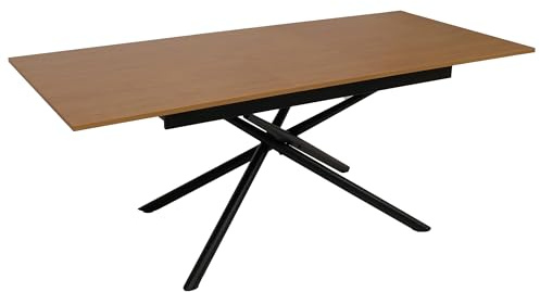 Mendler Esszimmertisch HWC-O57, Ausziehtisch Esstisch, Eisen MDF ausziehbar 160-200x90cm - Walnuss-Optik