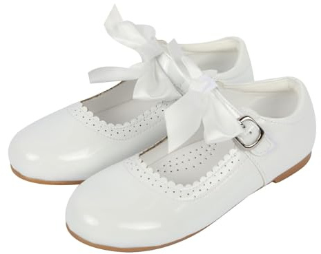 A2Z 4 Kids Girls Black Patent Mary Jane School Shoe Satin Bow Buckle | Smooth PU upper offers polished glossy finish suitable daily uniform parties celebrations occasions formal dressing dailyuse
