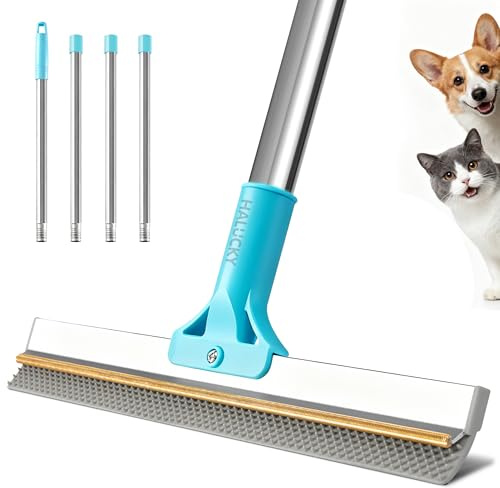 Carpet Rake for Pet Hair Removal Tool, 2 in 1 TPU and Copper Rake Teeth Uproot Clean Hair Remover with 63’’ Adjustable Long Handle, Reusable Cat & Dog Fur Broom for Carpets,Rugs, Mats