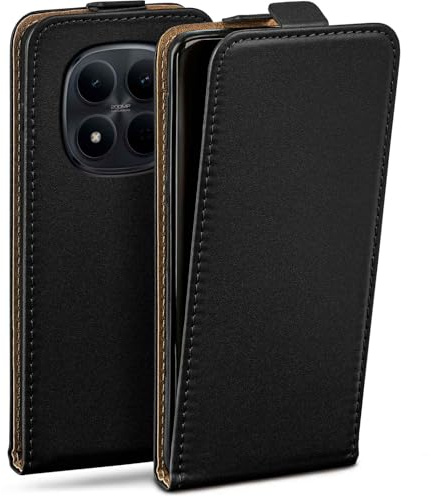 moex Flip Case für Redmi Note 15 Pro 5G Hülle klappbar mit 360 Grad Schutz, Handyhülle mit Displayschutz, PU Leder Handytasche Lederhülle, Flip Case Cover Klapphülle, Schwarz