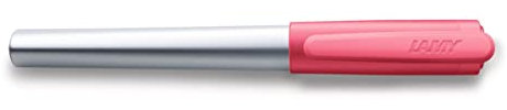 LAMY nexx Füllhalter 082 - Füller in der Farbe Pink aus mattiertem Edelstahl und rutschfestem Griffstück - Mit Großraummine blau - Federstärke A (Anfänger)