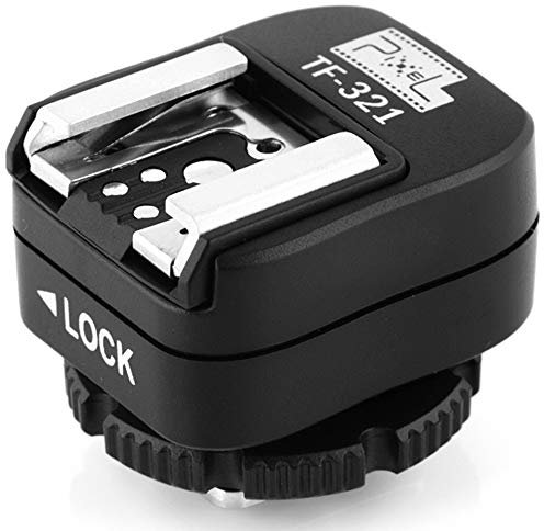 Pixel TF-321 E-TTL Blitzschuh-Adapter mit extra PC-Sync-Port für Canon DSLRs und Blitzgeräte