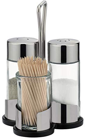 Tescoma 650322 Club Set Sale, Pepe e Stuzzicadenti con Stand, Vetro, Trasparente, 1 Pezzo