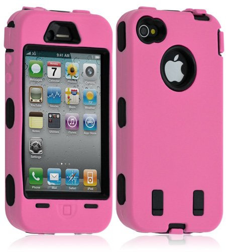 Housse étui Coque pour Apple Iphone 4/4S Couleur Rose + Film de Protection
