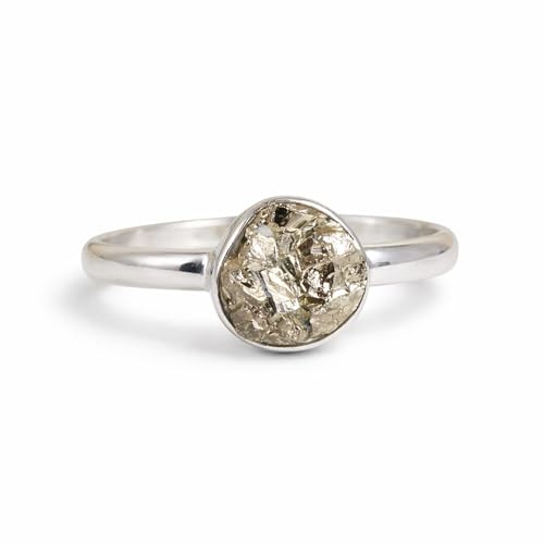 Budawi® Eleganter Pyrit Rohstein Ring Größe 57 aus 925er Sterling Silber – Ein edles Schmuckstück mit natürlichem Glanz