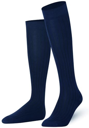 MySocks Plaine Genou chaussettes,Côtelées Marine,42-46