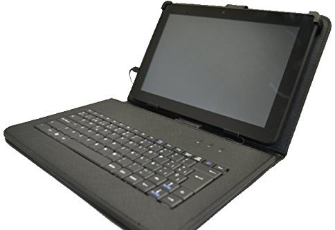 Funda con Teclado QWERTY en español (Incluye Letra Ñ) para Tablet Bq Aquaris M10 10.1 Quad Core - Negro