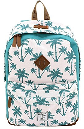 F|23, Urban Survival Rucksack, BxTxH: 31x17x42 cm, Inkl. 2 Seitentaschen, 22 Liter, Palm, Weiß/Türkis, 30022-7