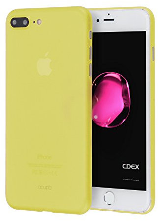 doupi UltraSlim Hülle kompatibel für iPhone 8 Plus / 7 Plus (5,5 Zoll), Ultra Dünn Fein Matt Oberfläche Handyhülle Cover Bumper Schutz Schale Hard Case Taschenschutz Design Schutzhülle, gelb