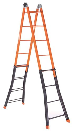 SCALA TELESCOPICA IN ACCIAIO 5+4 GRADINI h. 4,40 MT BRIXO- Made in Italy