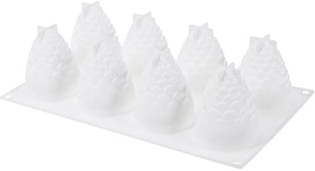 BESTOMZ Silikon-Gitterform im Zapfen-Design für Kuchen, Mousse, Eiscreme, Schokolade, Backzubehör, 8 Ausbuchtungen in Zapfenform