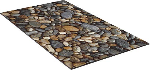 Erwin Müller Badematte, Badteppich, Badvorleger Steine, Stein-Optik - rutschhemmend, angenehme, sichere Florhöhe, für Fußbodenheizung geeignet - grau Größe 70x120 cm