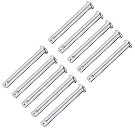 sourcing map 10 Stück Einloch Gabelbolzen 8mm x 90mm Flachkopf verzinkter Stahl