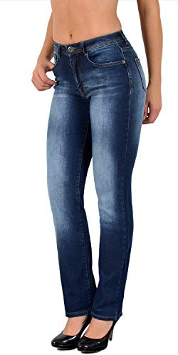 ESRA Straight Jeans Damen Stretch Hose Damen Jeans High Waist - Premium Damen Jeans Gerades Bein bis Übergröße Große Größe G6