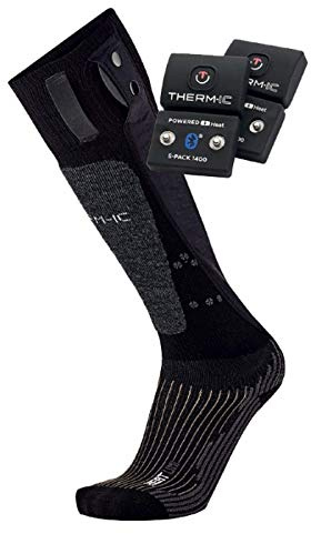therm-ic Heated Socks + Battery Spack 1400 Bluetooth PowerSocks Set Heat Uni + S-Pack 1400B, Black, 45-47, T45-9202-400