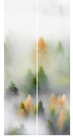 Bilderwelten Schiebegardinen Set - Nebelwald im Herbst, 2 Flächenvorhänge á 250 x 60cm