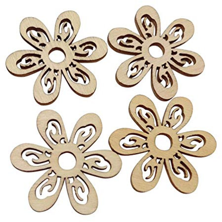 Milisten 20 Stücke Blumen Holzscheiben zum Basteln und Bemalen Holz Streudeko Streuteile Baumscheiben Naturholzscheiben DIY Holzanhänger für Rustikale Hochzeit Tischdeko 5cm