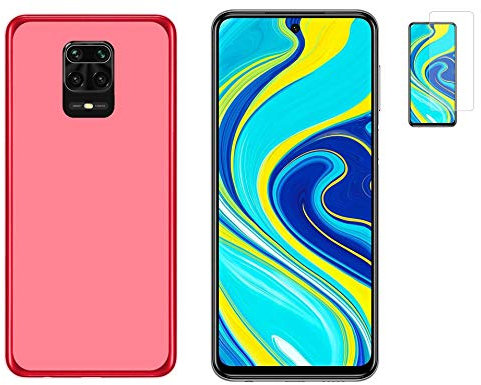 Todobarato24h Funda Compatible con Xiaomi Redmi Note 9S / 9 Pro (6.67) Roja TPU Lisa Silicona + Protector Cristal Templado