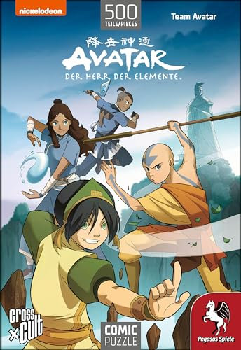 Pegasus Spiele 76003G - Puzzle: Avatar – Der Herr der Elemente (Team Avatar), 500 Teile