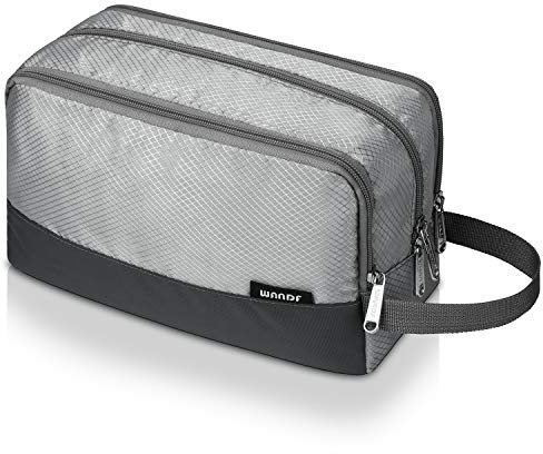 WANDF Kulturbeutel Herren Rucksack Damen Kosmetiktasche Waschtasche für Männer & Frauen in Premium Qualität (A - Grau)